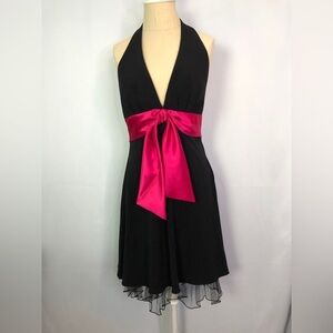 Blondie Nites by Linda Bernell Halter Black Cocktail Mini Dress Size 9